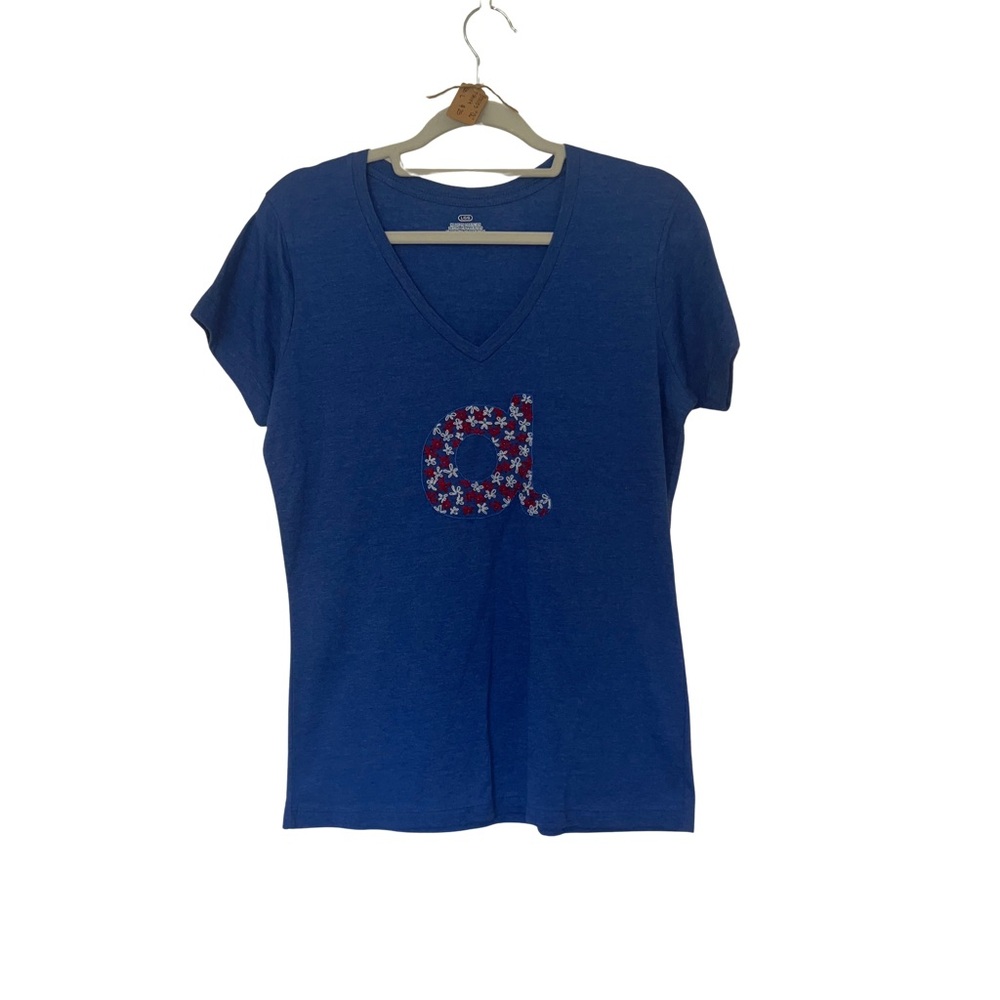 Hand Embroidered "A" V-Neck Women's Top
